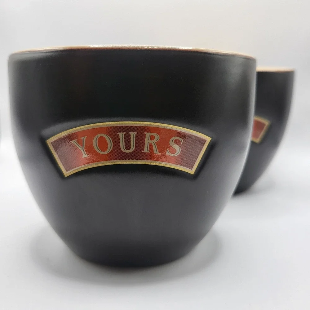 Baileys Irish Cream Yours Mine Ceramic Cups‎ Set Black Gold Espresso
